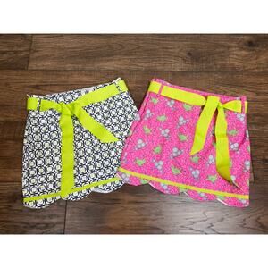 Turtles & Tees Girls Sz 7/8 Tennis Golf Skort Skirts Set Of 2 Scallop Hem Ribbon